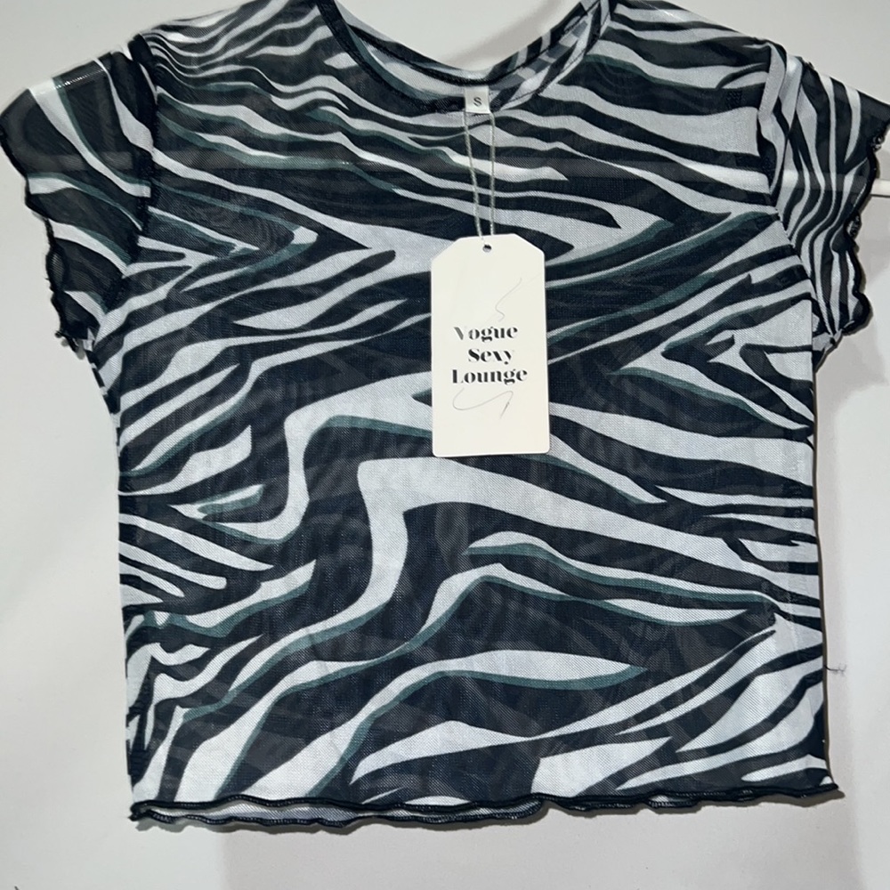 Multi-Colored Zebra Mesh Crop-Top. Petite (s)